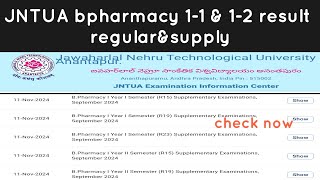 JNTUA result 11 and 12 regular supply  bpharmacy 2024ResultRush [upl. by Humphrey]