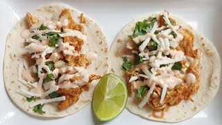 Crockpot Salsa Chicken Tacos With Homemade Creamy Taco Sauce l Slow Cooker [upl. by Sigsmond]