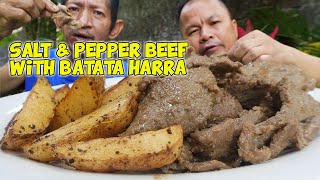 SALT amp PEPPER BEEF WITH BATATA HARRA [upl. by Edee]