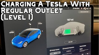 Charging a Tesla on a 110v Household Power Plug Overnight [upl. by Jacquie]