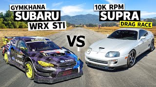 10000 rpm Supra With 1100hp Races Travis Pastrana’s 862hp Subaru WRX STI Gymkhana Car [upl. by Jeralee]