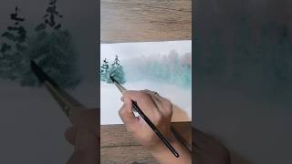 Winter landscape in watercolor watercolourlandscape watercolorpainting painting art landscape [upl. by Xerxes]