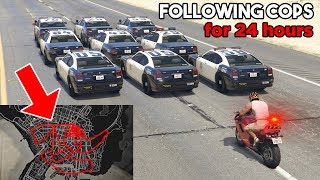 GTA 5  FOLLOWING COPS FOR 24 HOURS AT LEAST TRIED TO  Funny Moments [upl. by Cassidy]