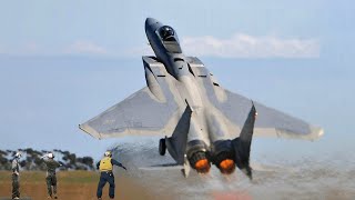 Ukrainian F15 pilot Emergency Takeoff at Starokostiantyniv Air Base [upl. by Leinod741]