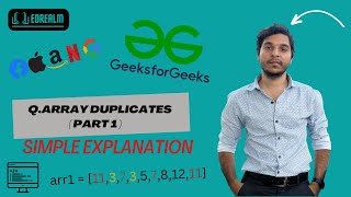 Array Duplicates Problem Solution Part 1  GeeksForGeeks Tutorial 💻 Problem Solving  Edrealm 💡 [upl. by Gizela]