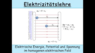 Elektrische Energie elektrisches Potential und elektrische Spannung im homogenen elektrischen Feld [upl. by Olsewski]