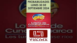 MIX LOTERIA DE CUNDINAMARCA  TOLIMA PROBABILIDADES PARA HOY¡ LUNES 30 de septiembre de 2024 CHANCE [upl. by Dionne]