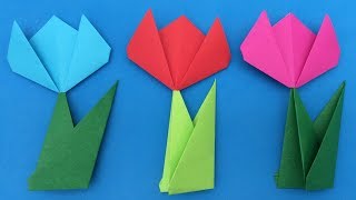 Flores de papel🌷Tulipán🌷Origami🌷paper flowers🌷Tulip🌷Crafts [upl. by Ssecnirp]