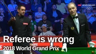 Ronnie OSullivan vs Yan Bingtao  Incident after Great Counter Attack  2018 World Grand Prix [upl. by Yellhsa769]