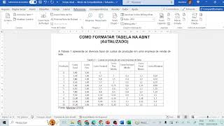 ABNT  como formatar tabela atualizado tcc [upl. by Holli]