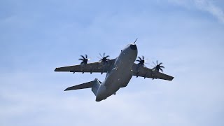 RAF Airbus A400M Atlas Departs Portsmouth  Pease ANGB PSM [upl. by Trevethick]