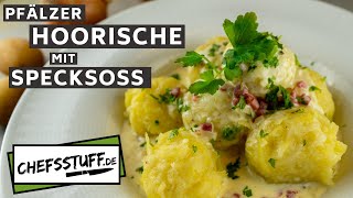 Pfälzer Hoorische Knödel mit Specksoße  die besseren Kartoffelknödel [upl. by Acinyt]