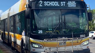 Honolulu TheBus Route 2 School Street Kalihi Transit Center Bus 893 [upl. by Osmo]