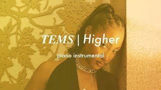 Tems  Higher  Piano Instrumental Karaoke amp Lyrics [upl. by Atok]