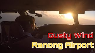 Landing runway 02 at Ranong Airport with Gust 35 knots HD 720p [upl. by Spooner]