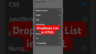 DropDown List in HTML [upl. by Audrey]