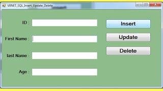 VBNET And SQL  How To Insert Update Delete From DataBase Using Visual Basic Net  with code [upl. by Alage]