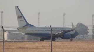 USAF Boeing C40C BBJ 050730 Take Off Moron de la Frontera LEMO [upl. by Ahseei]