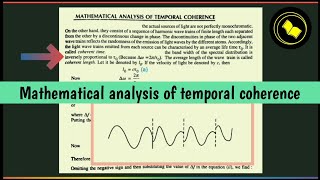 Mathematical analysis of temporal coherence [upl. by Aleacim156]