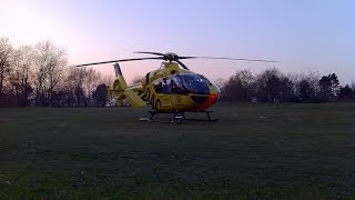 Rettungshubschrauber Christoph25  Anflug bei Dämmerung Klinikum Wetzlar  Start im Dunkeln [upl. by Ulphia]