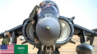 USMC Powerful AV8B Harrier attack aircraft in Saudi Arabia [upl. by Ijan]