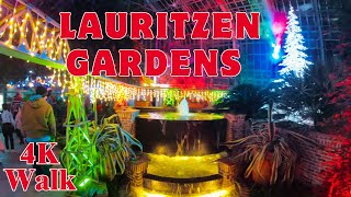 Walk Tour 4K  Merry amp Bright Nights Lauritzen Gardens Omaha Nebraska USA  Omaha Night Walk [upl. by Ivy]