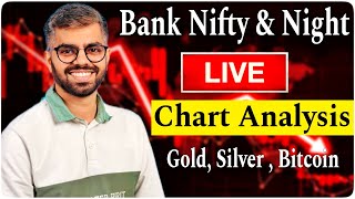 Today Live Bank Nifty and Nifty 50 Chart Analysis  BTC Live Chart  Silver and Gold Chart Analysis [upl. by Adranoel]