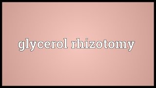 Glycerol rhizotomy Meaning [upl. by Tybie157]