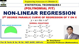 Nonlinear Regression  Second Degree Parabolic Curve of Regression  Fit a Second degree Parabola [upl. by Isdnyl]