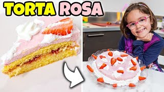 LA TORTA ROSA DI MATILDE Ricetta con Panna e Fragole Fresca e Veloce [upl. by Akkeber]