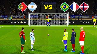 Messi amp CRonaldo VS Neymar amp Haaland amp Mbappe  Penalty Shootout  eFootball PES Gameplay [upl. by Newo]