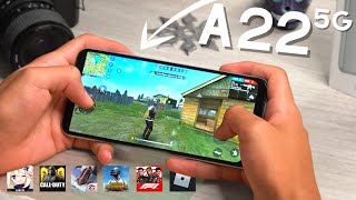 JUGANDO con el SAMSUNG GALAXY A22 5G Prueba de rendimiento [upl. by Ennayhc302]