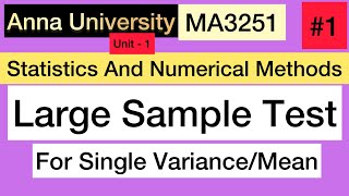 Statistics And Numerical Methods  1  Unit  1  Large Sample Test For Single Mean  Tamil [upl. by Stephine]