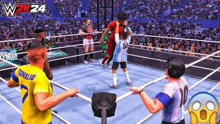 WWE 2K24  Ronaldo Messi amp Maradona vs Salah Zlatan amp Haaland  Elimination Match  4K60 [upl. by Oilerua]