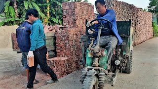 Threewheeled vehicle carrying bricks and sand for construction [upl. by Taran]