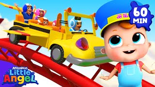 Baby Drives the Roller Coaster Train  Little Angel  Cartoons for Kids  Explore With Me [upl. by Ahsemak]