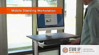 Mobile Standing Computer Workstation  Stand Up Desk Store [upl. by Ynaffad564]