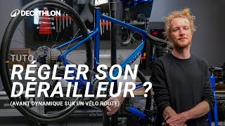 TUTO  Comment régler un dérailleur avant mécanique sur un vélo route  🚴 I Decathlon [upl. by Cassandry]