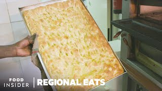 How Traditional Italian Focaccia Bread Is Made In Genoa Italy  Regional Eats [upl. by Ahswat]