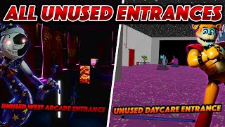 UNUSED ENTRANCES AND CONTENT Daycare West Arcade MORE  Five Nights At Freddys Security Breach [upl. by Fortunio]