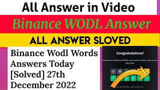 New binance wodl answer today 27th Dec  binance wordle answers today  Binance world answer today [upl. by Laira]