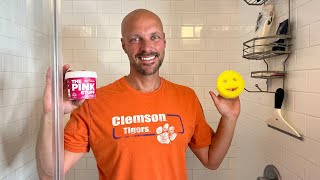 CLEANING HACK  How to Clean Shower Glass with MIRACLE Pink Stuff amp Scrub Daddy [upl. by Nimesh293]