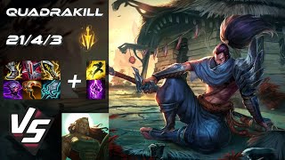 MID Yasuo vs Illaoi QUADRAKILL  EU Challenger Patch 1419 [upl. by Nahtanohj]