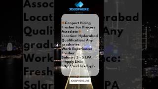 Genpact  Hiring  Freshers  IT hiring job freshers trendingshorts jobsphere IT software [upl. by Ettenajna]