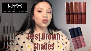 NYX Cosmetics Brown amp Nude Lip Combos  Trying on the MOST POPULAR colors [upl. by Esyahc]