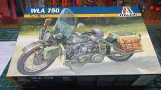 Italeri 19 WLA 750 US Military Motorcycle Model Kit Review [upl. by Perkin297]