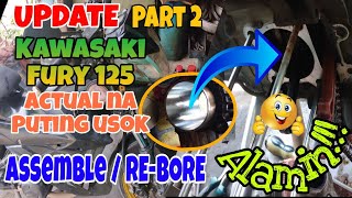 UPDATE Part 2 Kawasaki Fury 125 Actual na Puting Usok sa Kanyang Tambutso  Rebore  Assemble [upl. by Melva]