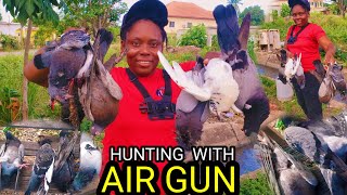 MASSIVE PIGEON HUNT with AIR GUN  SLINGSHOT in JAMAICA  CATCH CLEAN amp COOK  hunting short [upl. by Kapeed]