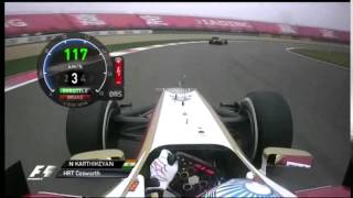 F1 2012 Narain Karthikeyan HRT F112 on board China Shanghai [upl. by Horacio]