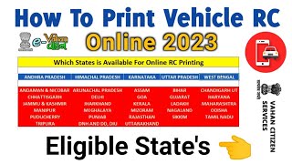 How To Print Vehicle Original RC Online  Eligible States  Latest Update 2023  TechySameer [upl. by Ayres632]